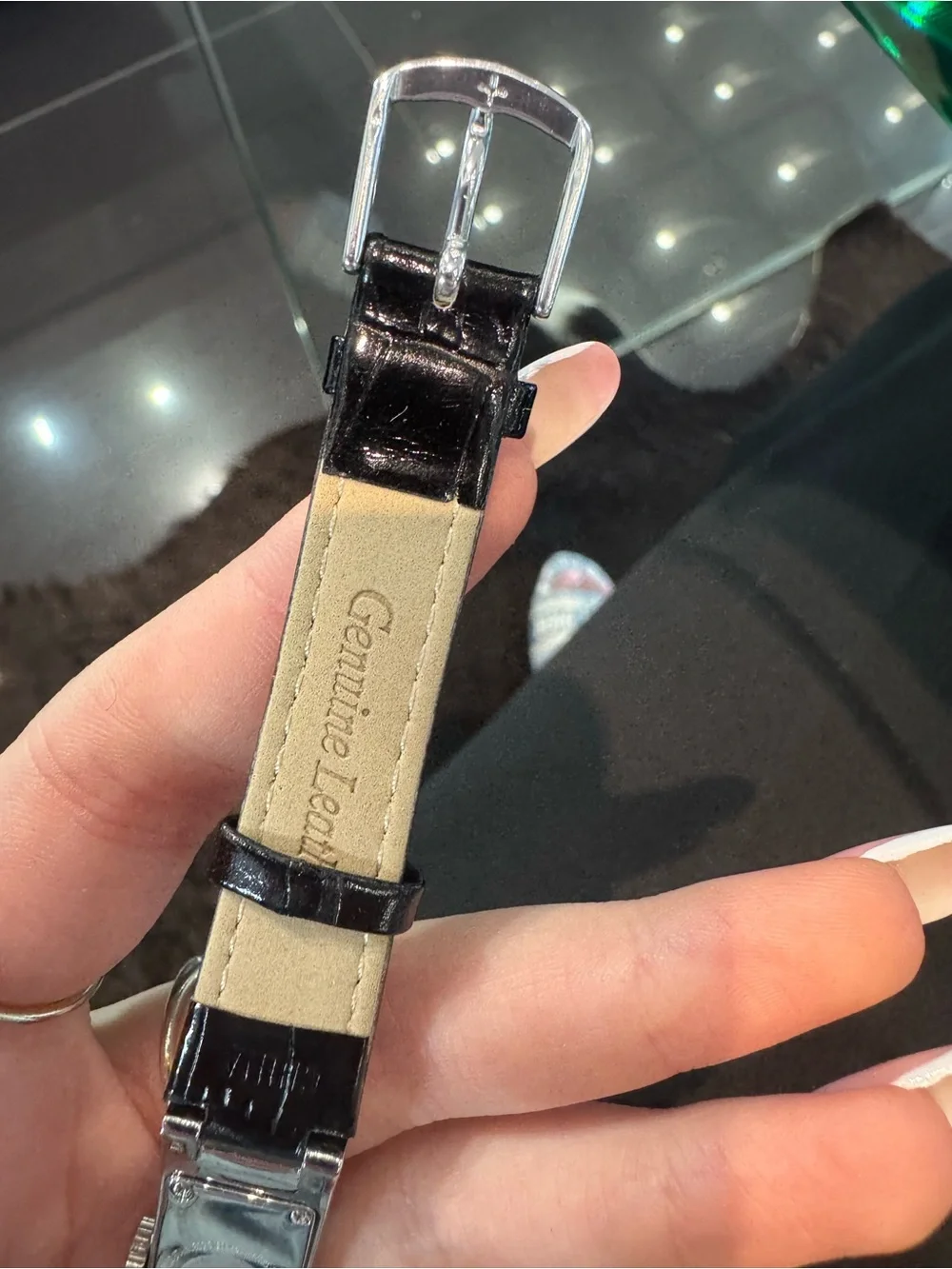 Emporio Armani Women's Slimline Rectangular Watch - Crystal Bezel & Black strap